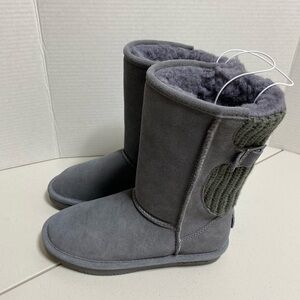 BNWT Bear Paw Suede Sherpa Knit Back with Buckle Detail Sz 7